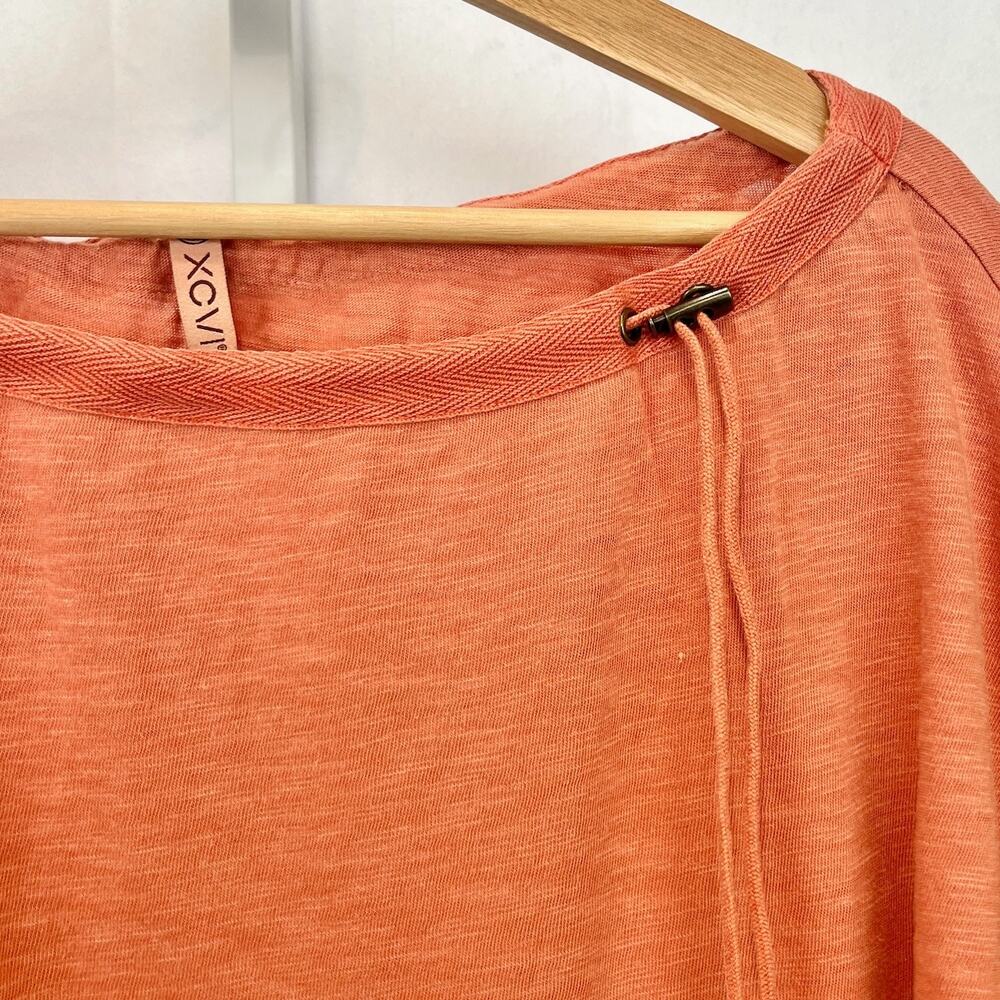 XCVI Exelda Tee Dolman Short Sleeve Top Slub Cotton Modal Orange Size L - Picture 4 of 8
